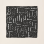 CHOOSE YOUR COLOR, Personalised with Name Scarf<br><div class="desc">CHOOSE YOUR COLOR custom chiffon scarf! Printed edge to edge, with your name repeating in many fonts! Sample is black and white, but you can easily click CUSTOMIZE to select background colour of your choice. Also easy to personalise name. Available in 2 sizes. All Rights Reserved © 2017 Alan &...</div>
