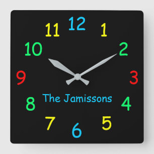 CHOOSE YOUR COLOR, Personalized Clock Black