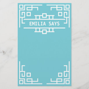 Choose Your Colour Art Deco Retro Geometric Border Stationery