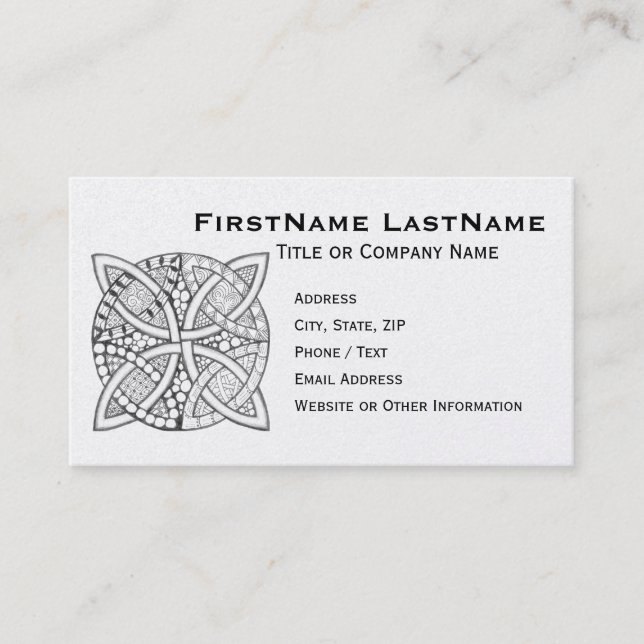 Choose Your Colour Celtic Knot Decorative Pattern Business Card (Front)