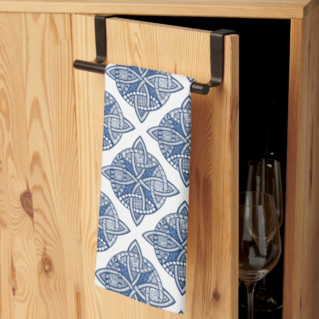 Choose Your Colour Celtic Knot Decorative Pattern  Tea Towel (Thirds Fold)