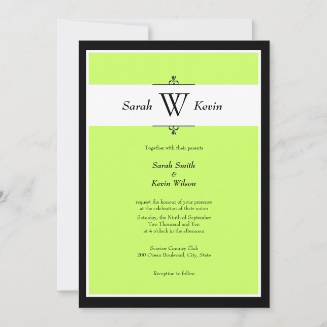 Choose Your Colour Monogram Wedding Invitations (Front)