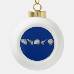 Choose Your Colour Seashell Art Ceramic Ball Christmas Ornament