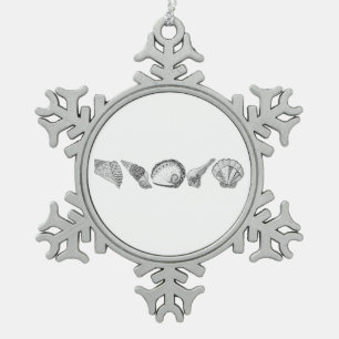 Choose Your Colour Seashell Art Snowflake Pewter Christmas Ornament