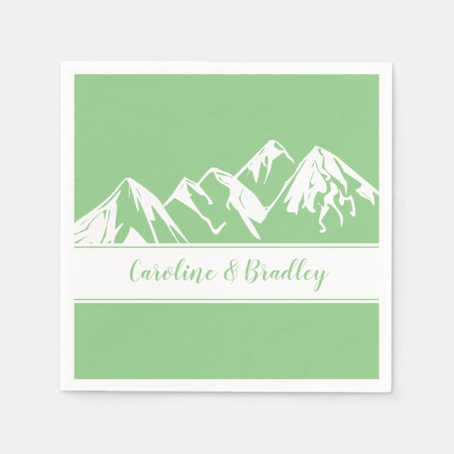 Choose Your Colour White Mountain Range Wedding | Napkin (Front)