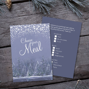 Choose your meal Christmas snow lake blue trees Enclosure Card