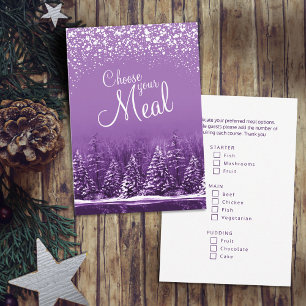 Choose your meal Christmas snow lake pine trees Enclosure Card