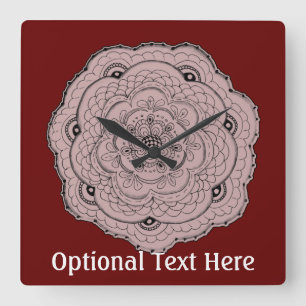 Choose Your Own Colour Lace Doily Flower Square Wall Clock