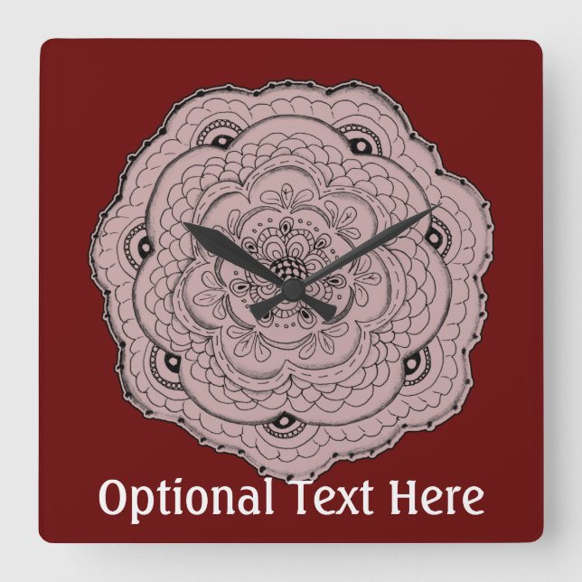 Choose Your Own Colour Lace Doily Flower Square Wall Clock (Front)