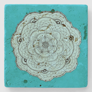 Choose Your Own Colour Lace Doily Flower Stone Coaster