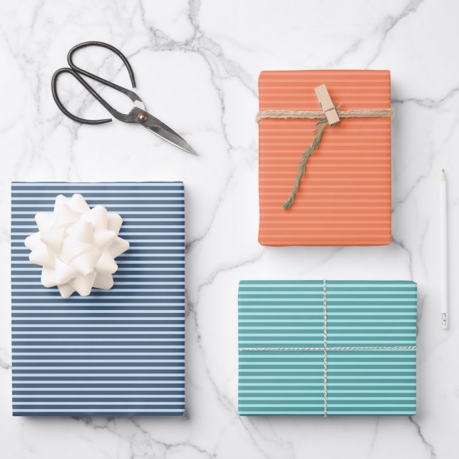 Choose Your Own Colour Simply Stripes Wrapping Paper Sheet (Front)