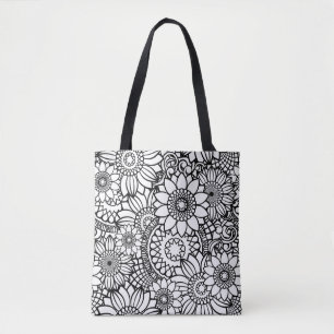 Choose Your Own Colours Colouring Flowers Floral Tote Bag