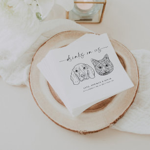 CHOOSE YOUR PETS Wedding Cat + Dog Drinks On Us Napkin