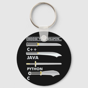 Choose Your Weapon C Java Python Programmer Coding Key Ring