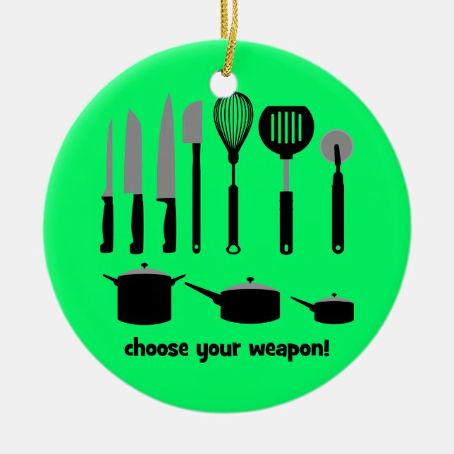 choose your weapon ceramic tree decoration (Front)