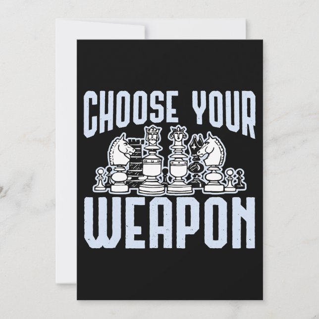 Choose Your Weapon Chess Pieces Gift Holiday Card (Front)
