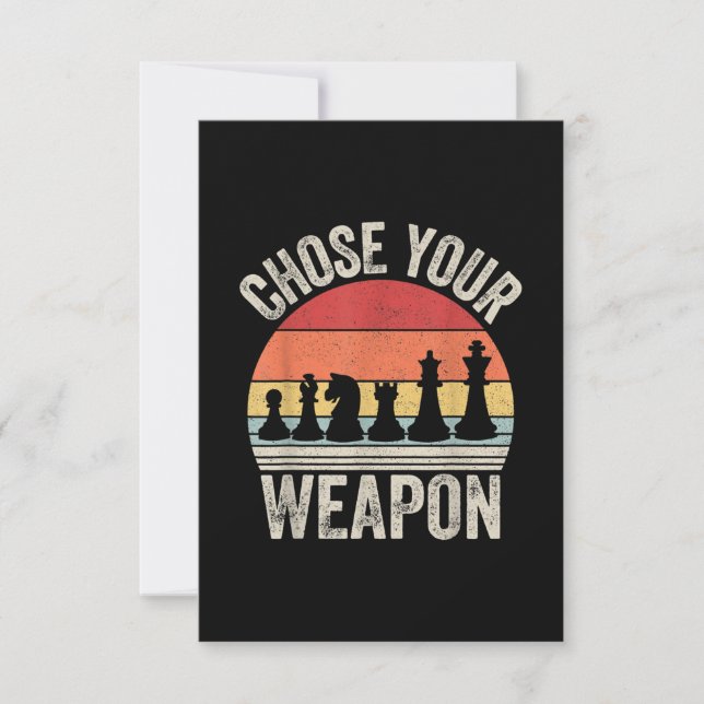 Choose Your Weapon Funny Chess Pieces RSVP Card (Front)