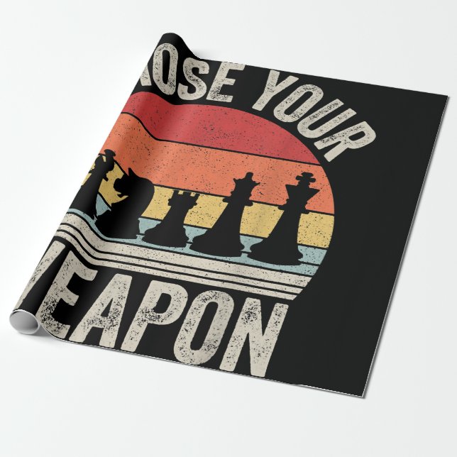 Choose Your Weapon Funny Chess Pieces Wrapping Paper (Unrolled)