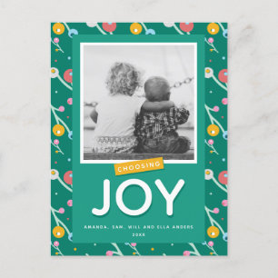 Choosing Joy Holiday Berries Custom Photo Postcard