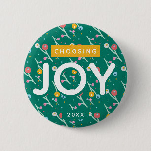 Choosing Joy Modern Berries in Yellow Green Custom 6 Cm Round Badge