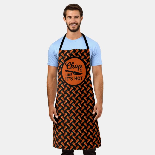 Chop It Like Its Hot Knife Chef Red Chilli Pepper Apron (Worn)