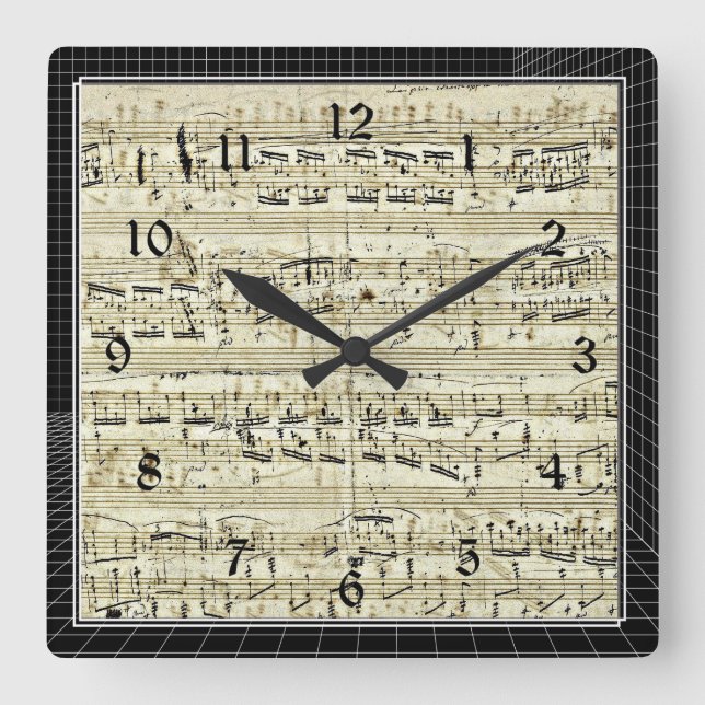 Chopin -  Polonaise Square Wall Clock (Front)