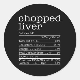 Chopped Liver Nutrition Facts Thanksgiving Christm Classic Round Sticker
