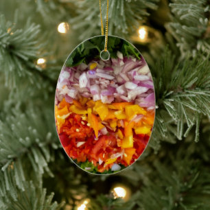 Chopped Peppers, Cilantro, Onions   Ceramic Tree Decoration