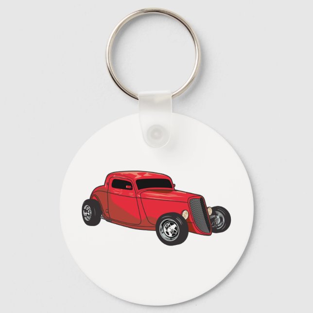 Chopped Red Street Rod Key Ring (Front)