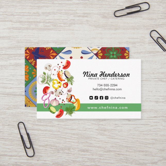 Chopped Veggie Chef or Catering or Restaurant Business Card (Front/Back In Situ)