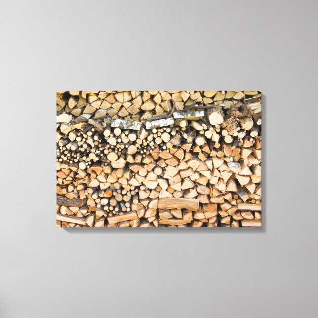 Chopped wood on a pile canvas print (Front)