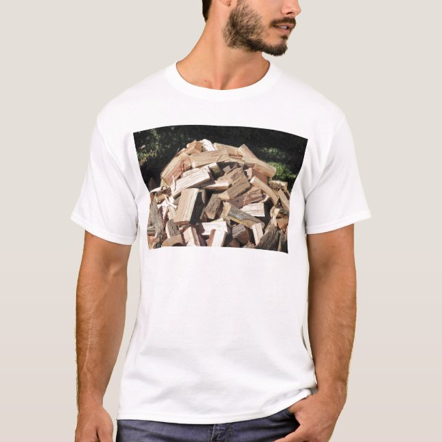 Chopped Wood Pile Outside T-Shirt (Front)