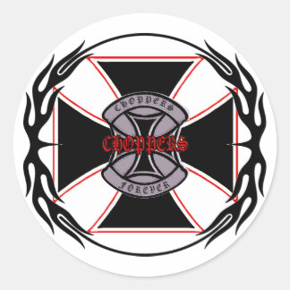chopper maniac classic round sticker
