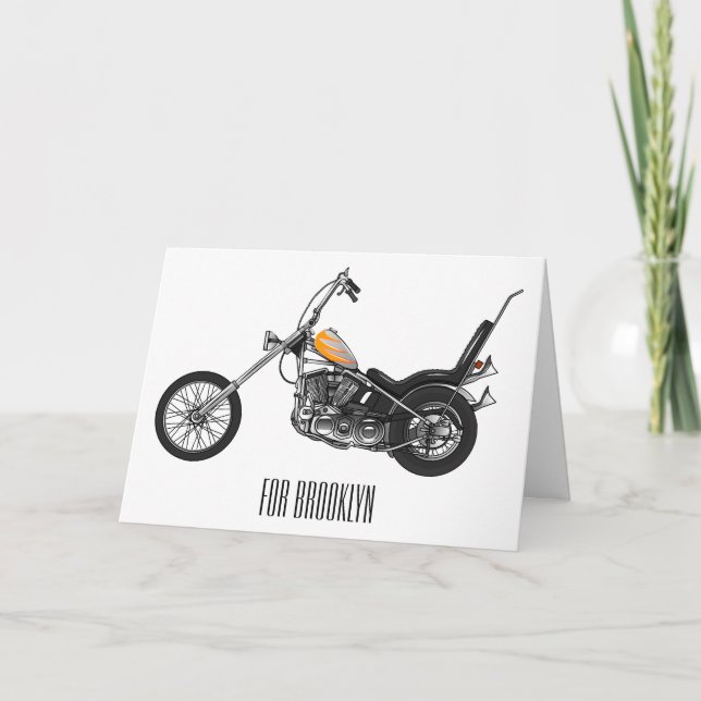 Chopper Motorcycle 1950 cartoon illustration Card (Front)