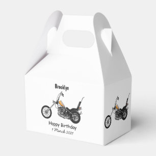 Chopper Motorcycle 1950 cartoon illustration Favour Box