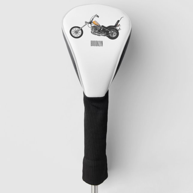 Chopper Motorcycle 1950 cartoon illustration Golf Head Cover (Front)