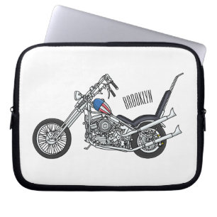 Chopper Motorcycle 1950 cartoon illustration Laptop Sleeve