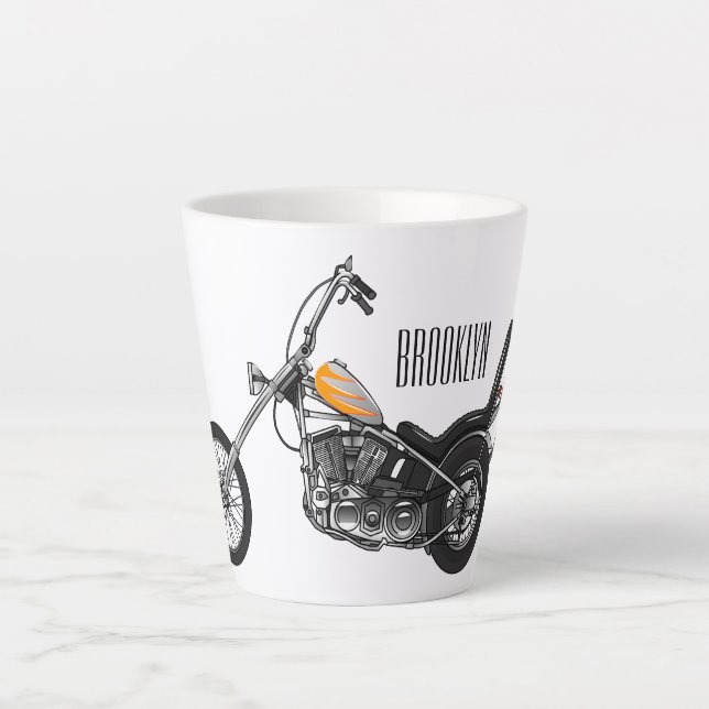 Chopper Motorcycle 1950 cartoon illustration Latte Mug (Front)