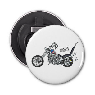 Chopper Motorcycle 1950 cartoon illustration Lip B Bottle Opener