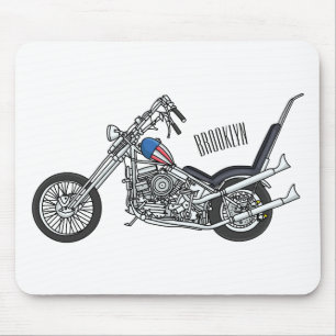 Chopper Motorcycle 1950 cartoon illustration Mouse Pad