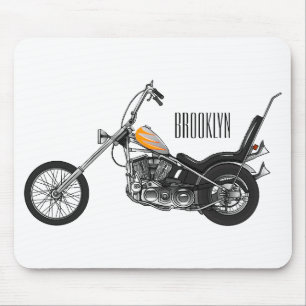 Chopper Motorcycle 1950 cartoon illustration Mouse Pad