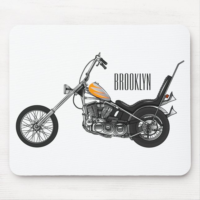 Chopper Motorcycle 1950 cartoon illustration Mouse Pad (Front)