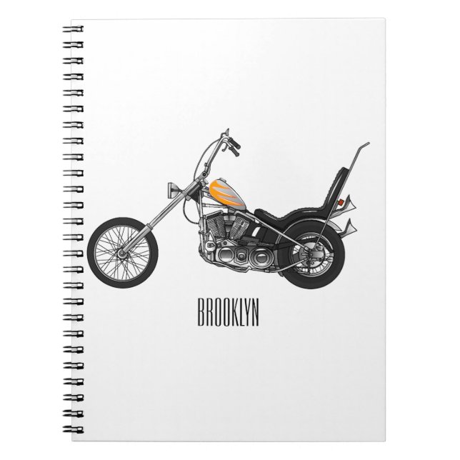 Chopper Motorcycle 1950 cartoon illustration Notebook (Front)