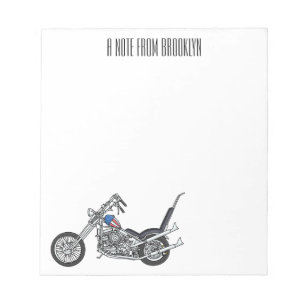 Chopper Motorcycle 1950 cartoon illustration  Notepad