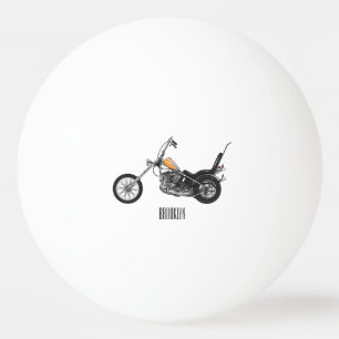 Chopper Motorcycle 1950 cartoon illustration Ping Pong Ball
