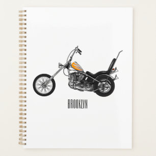 Chopper Motorcycle 1950 cartoon illustration Planner