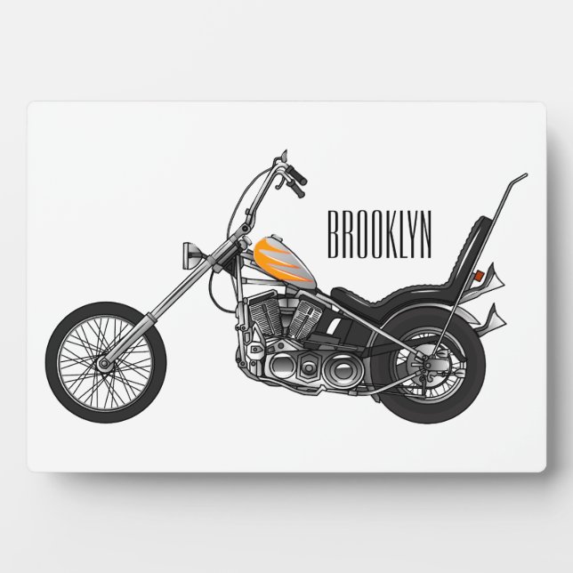 Chopper Motorcycle 1950 cartoon illustration Plaque (Front)