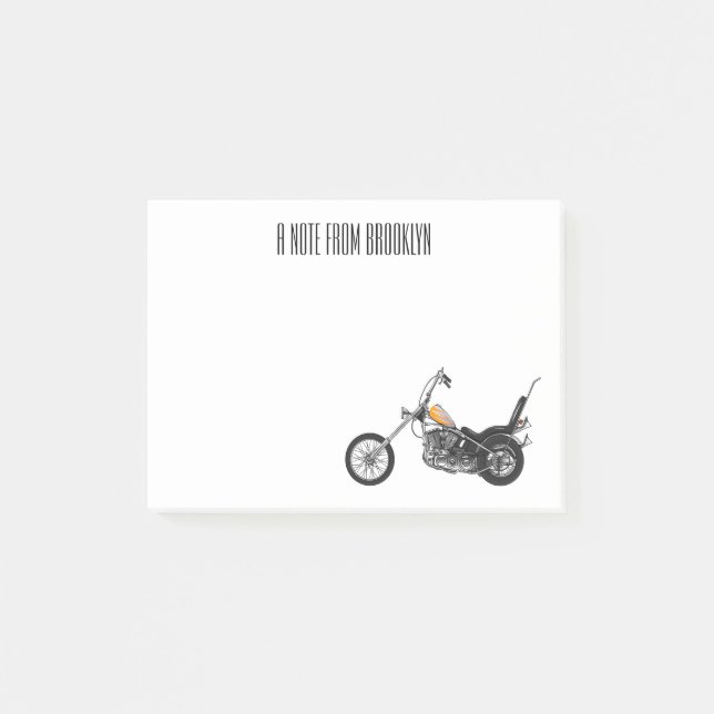 Chopper Motorcycle 1950 cartoon illustration Post-it Notes (Front)