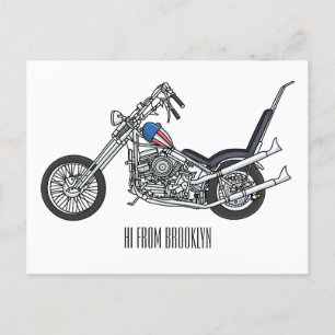 Chopper Motorcycle 1950 cartoon illustration Postcard