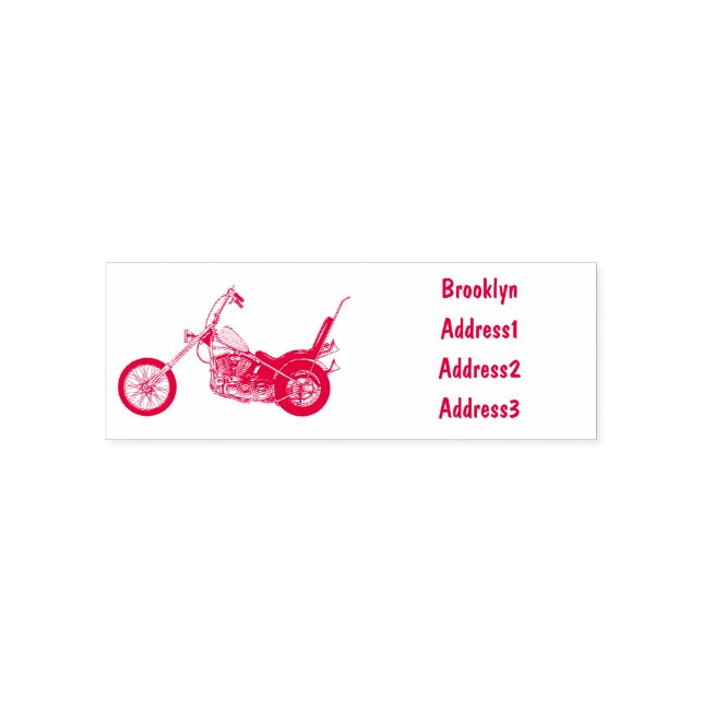 Chopper Motorcycle 1950 cartoon illustration Self-inking Stamp (Design)